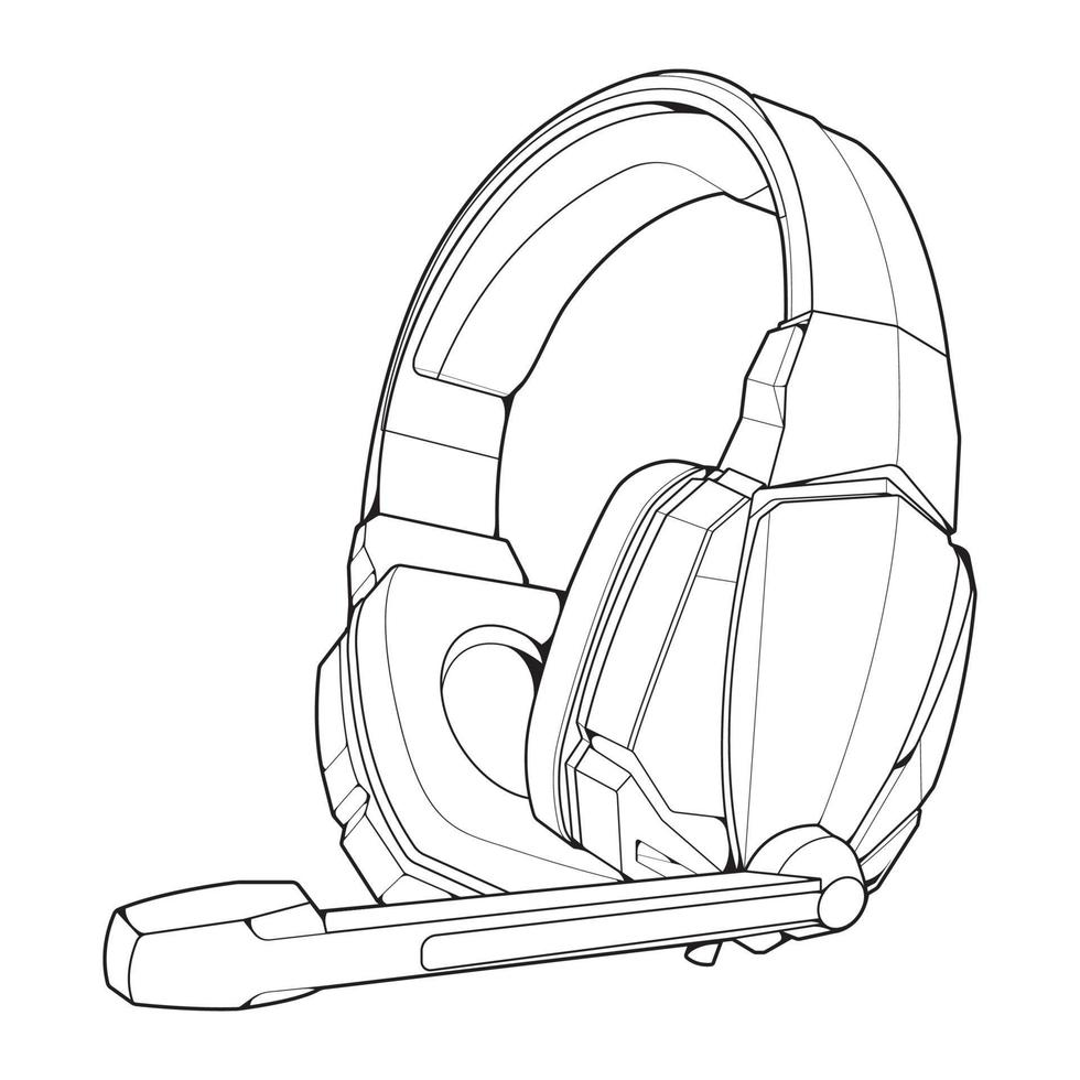Line Art Headphones Vector Illustration, Music Concept, Line art vector