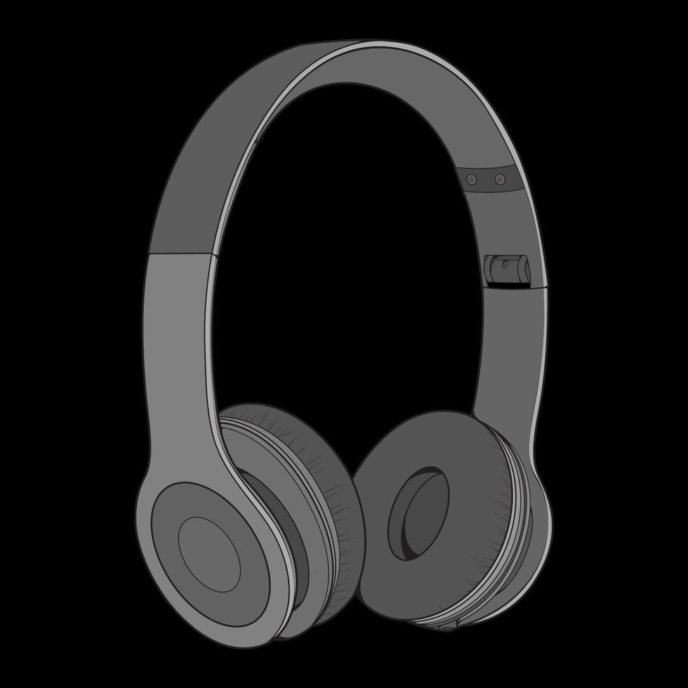 ilustración de vector de auriculares de bloque de color, concepto de música, vector de arte de línea, auriculares portátiles, vector de auriculares