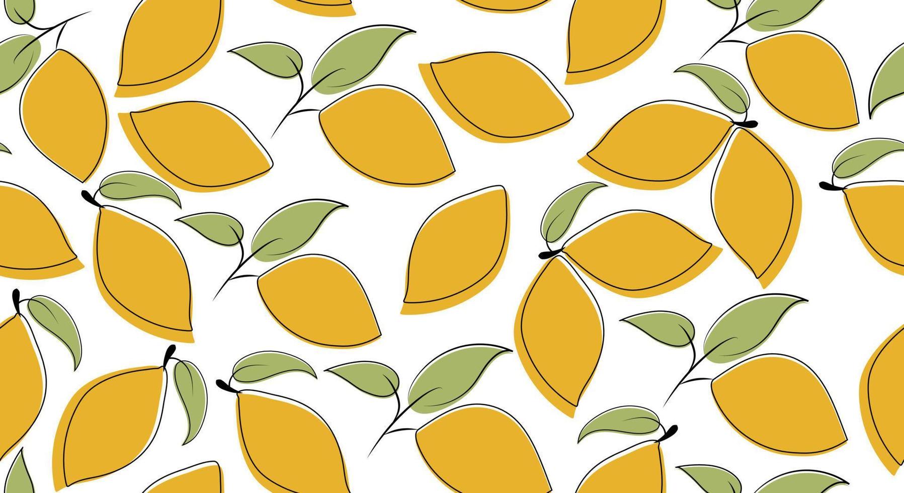 Hand drawn vector lemon seamless pattern .