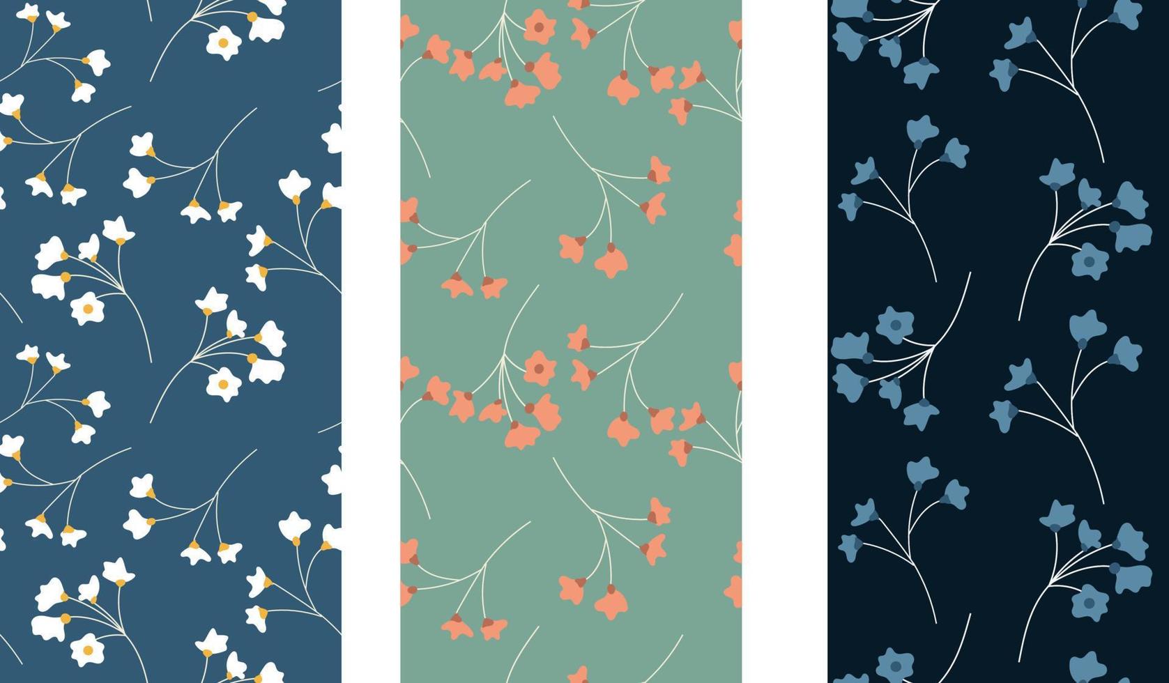 Seamless flower pattern collection. Vector illustration.