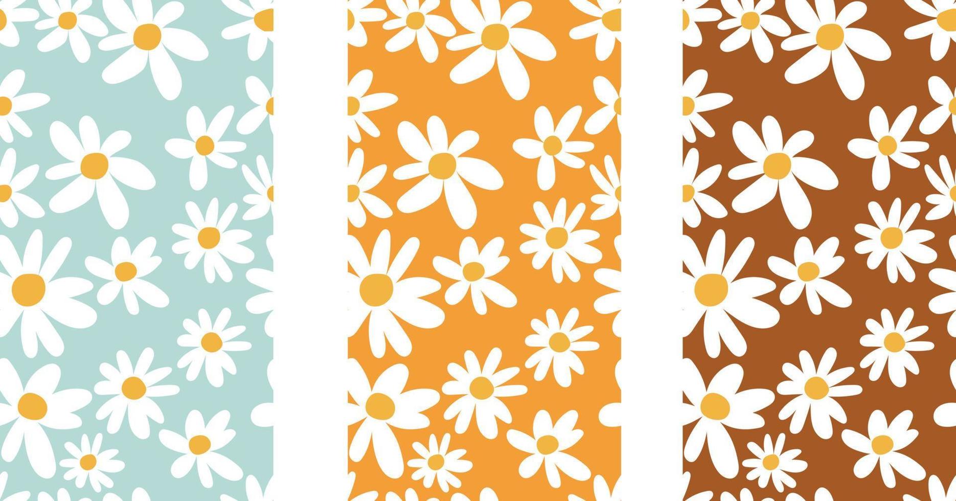 Hand drawn daisy seamless pattern background. vector