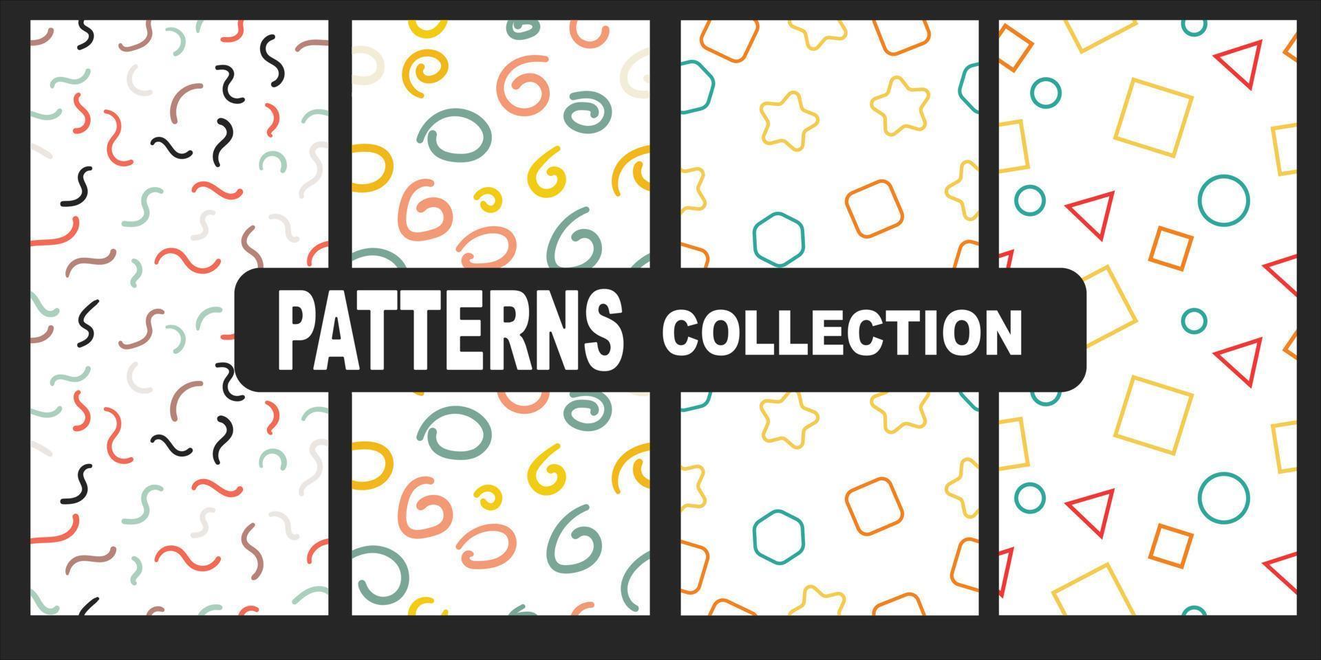 patrones sin fisuras de memphis estilos de los años 80 y 90. colección de patrones geométricos vectoriales. vector
