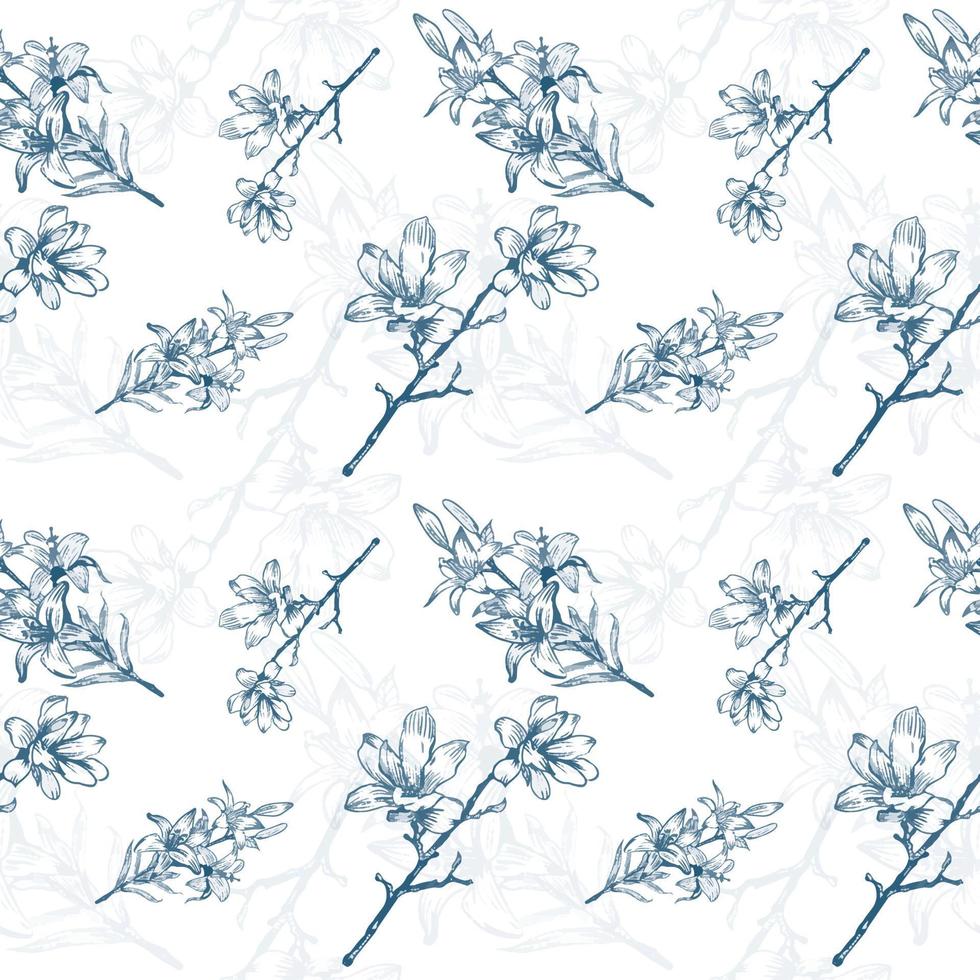 Vintage floral pattern. Seamless flower pattern on white background. Design for background,wallpaper,clothing,wrapping,fabric,Vector illustration.embroidery style. vector