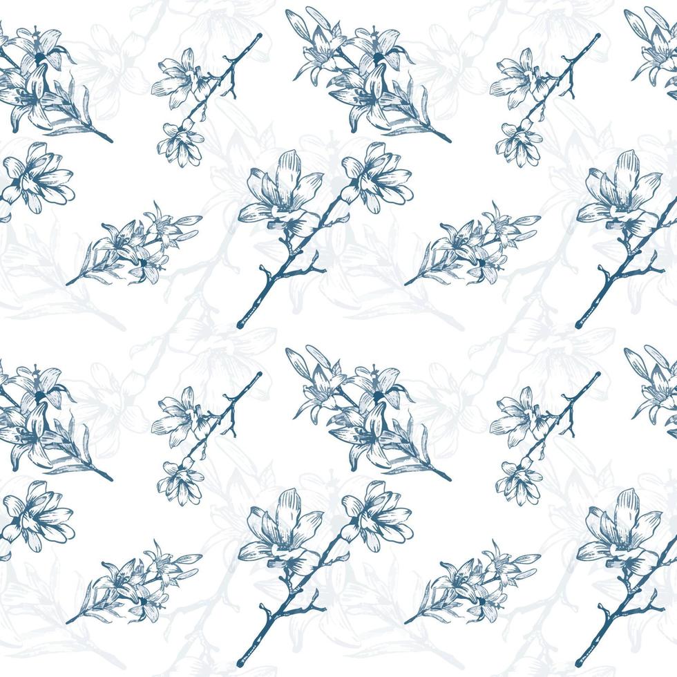 Vintage floral pattern. Seamless flower pattern on white background. Design for background,wallpaper,clothing,wrapping,fabric,Vector illustration.embroidery style. vector