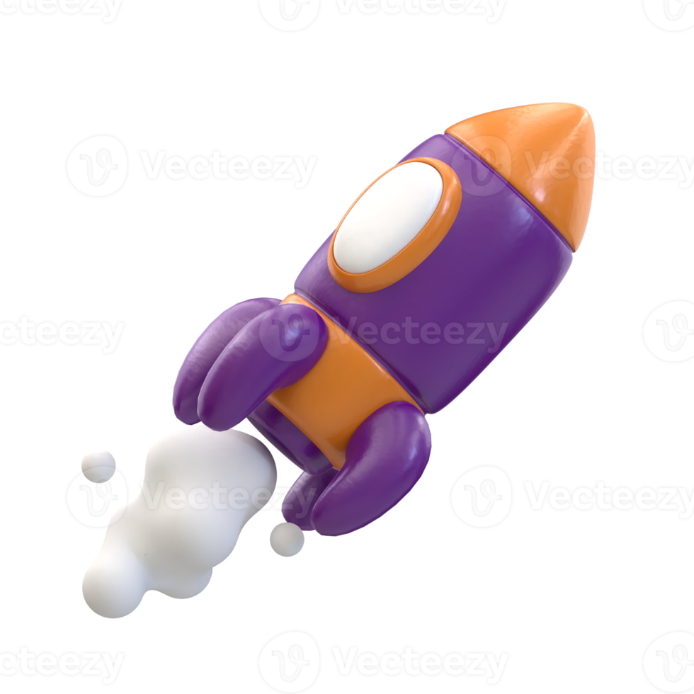 3D RENDERING ROCKET ICON FOR BUSINESS MARKETING png