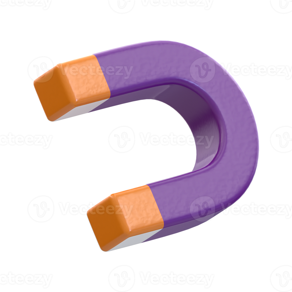 3D RENDERING U shape magnet ICON FOR BUSINESS MARKETING png
