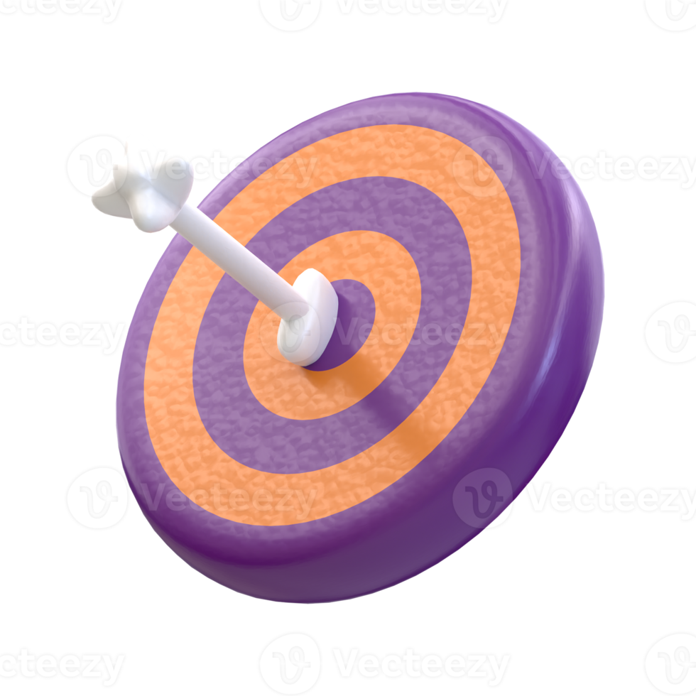 3D RENDERING TARGET ICON FOR BUSINESS MARKETING png