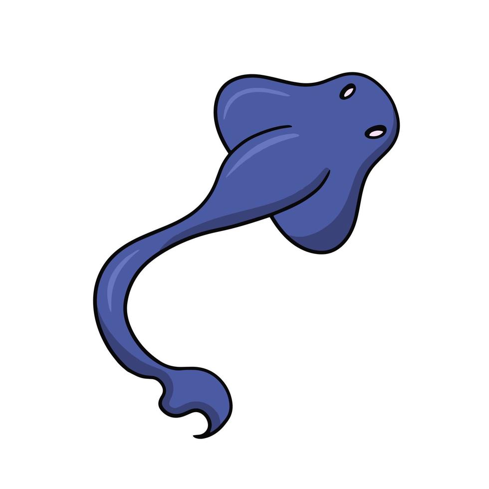 Cute simple character, fish stingray, vector illustration in cartoon style on a white background