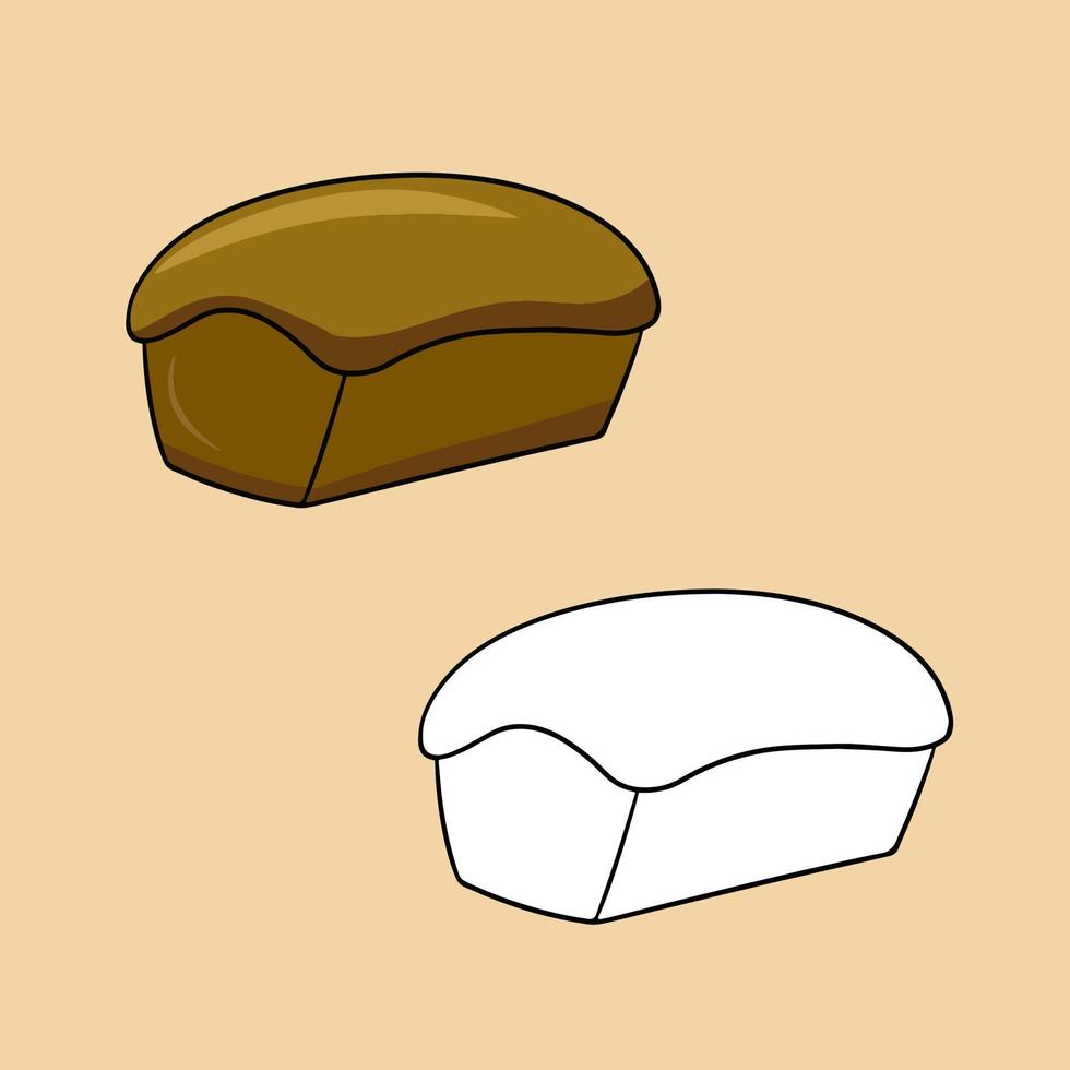 A set of pictures, a rectangular loaf of bread, a vector illustration in cartoon style on a colored background