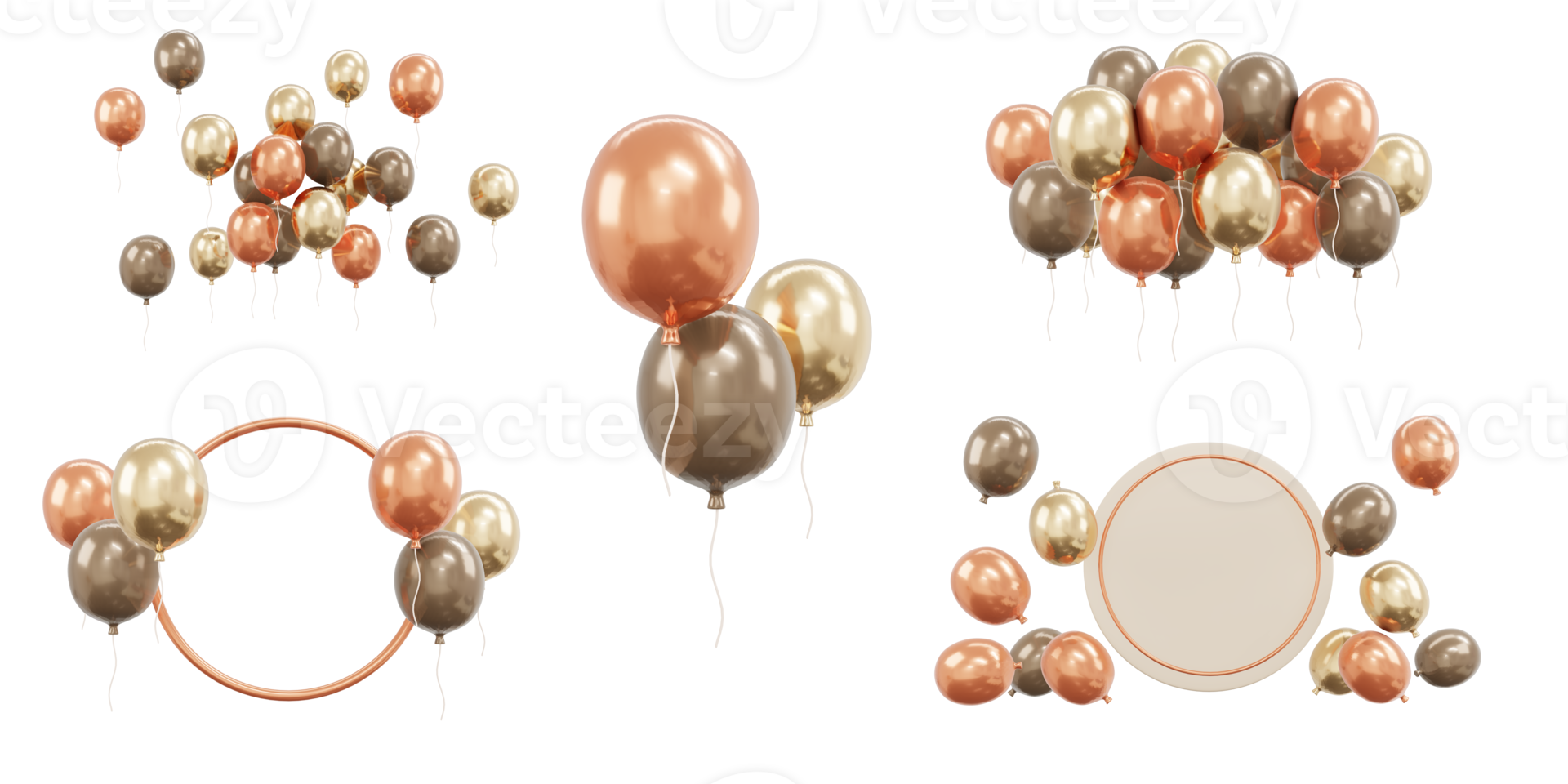 3D Rendering set of gift and balloon element for decoration isolated background png