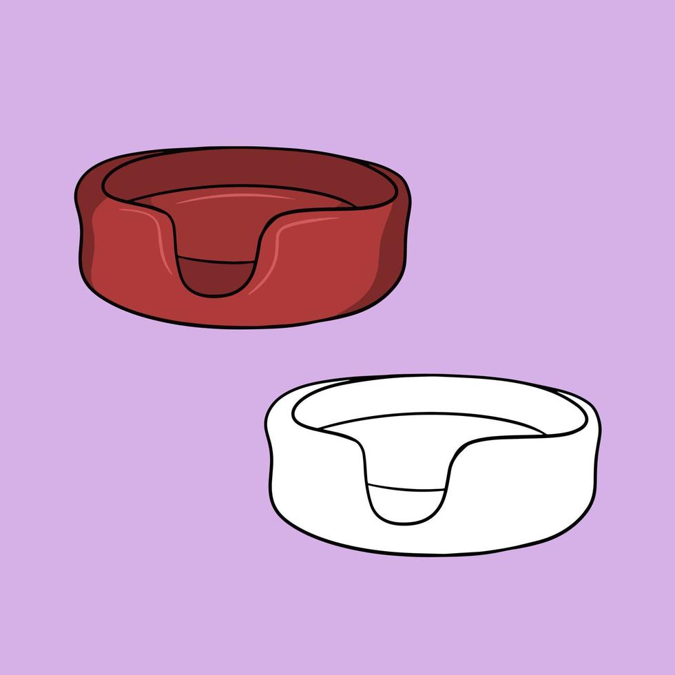 un conjunto de imágenes, una camada roja para perros, una cómoda chaise longue suave, una ilustración vectorial en estilo de dibujos animados sobre un fondo de color vector