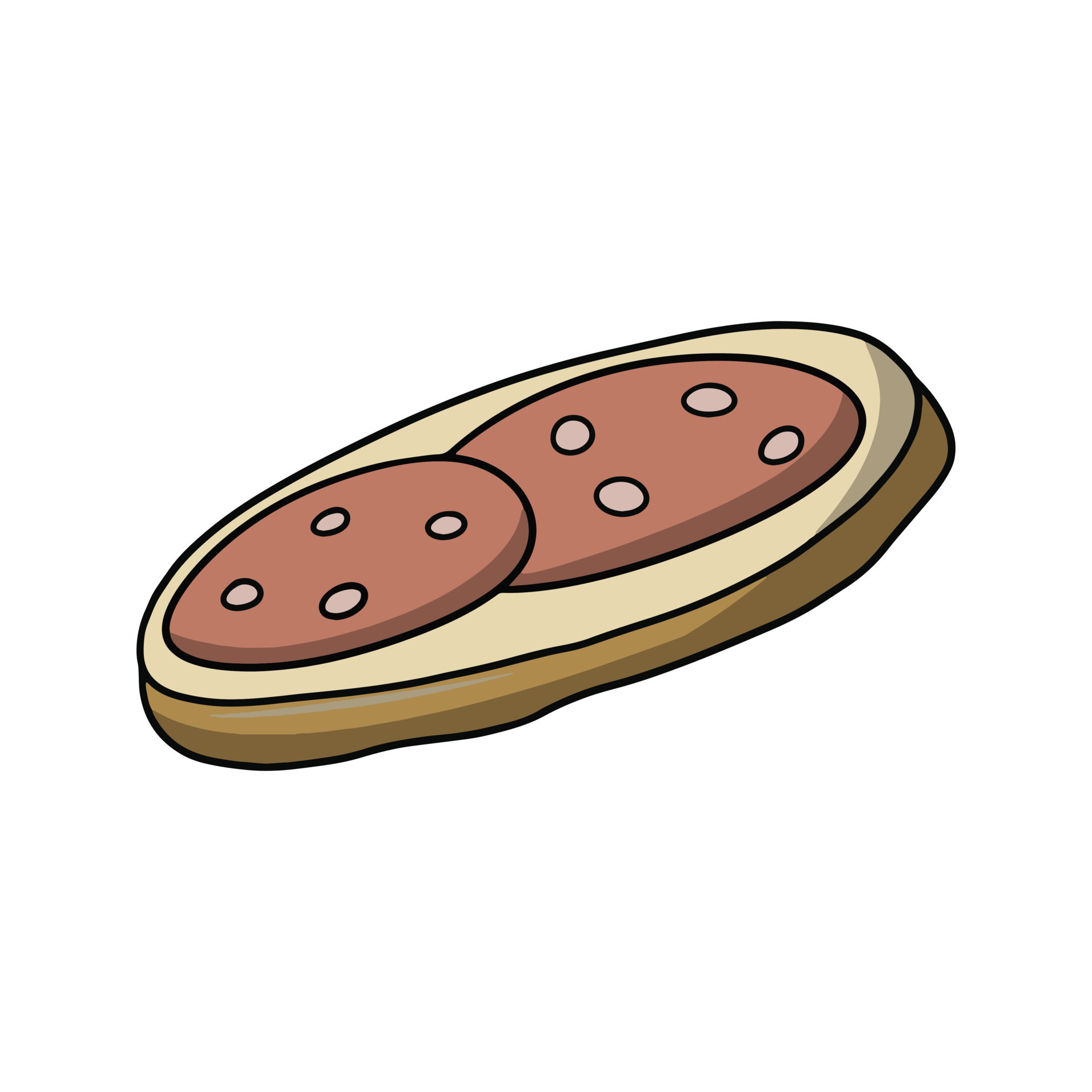 Simple Delicious sausage sandwich, school breakfast, snack, vector illustration in cartoon style