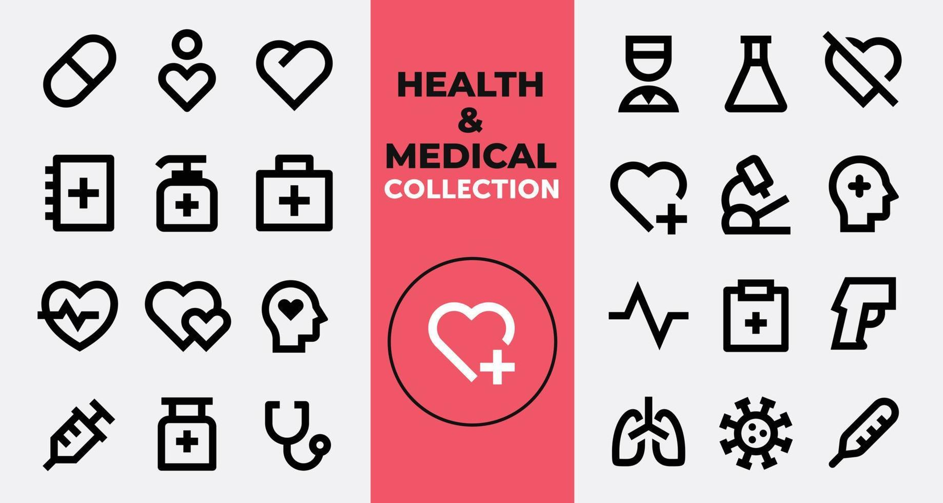 Medical and Health icons set vector