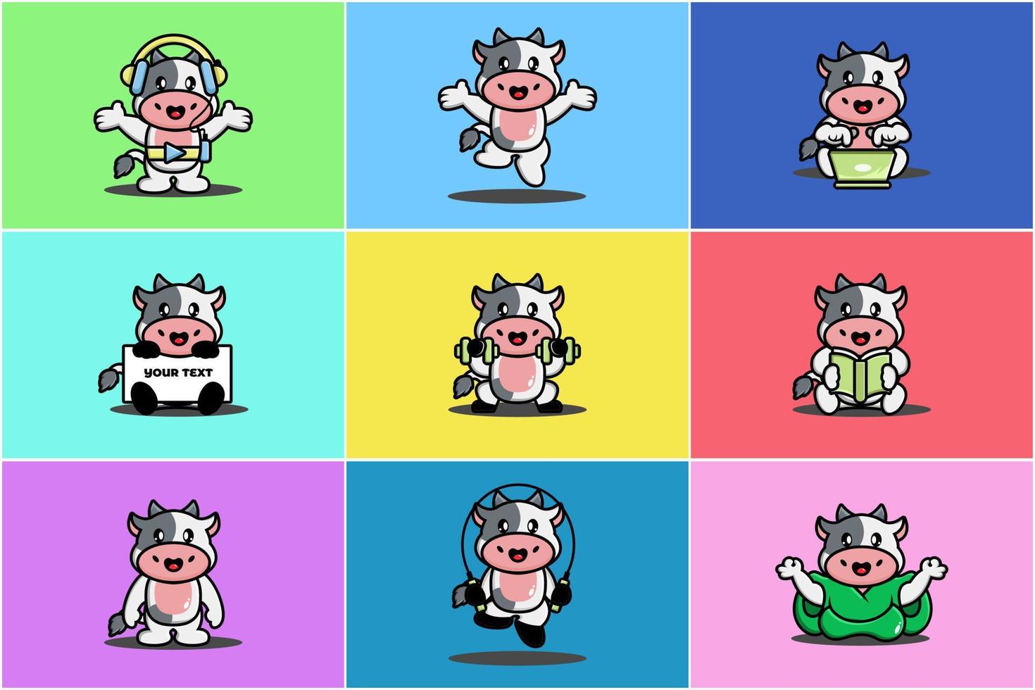 Cute cow character mascot design vector