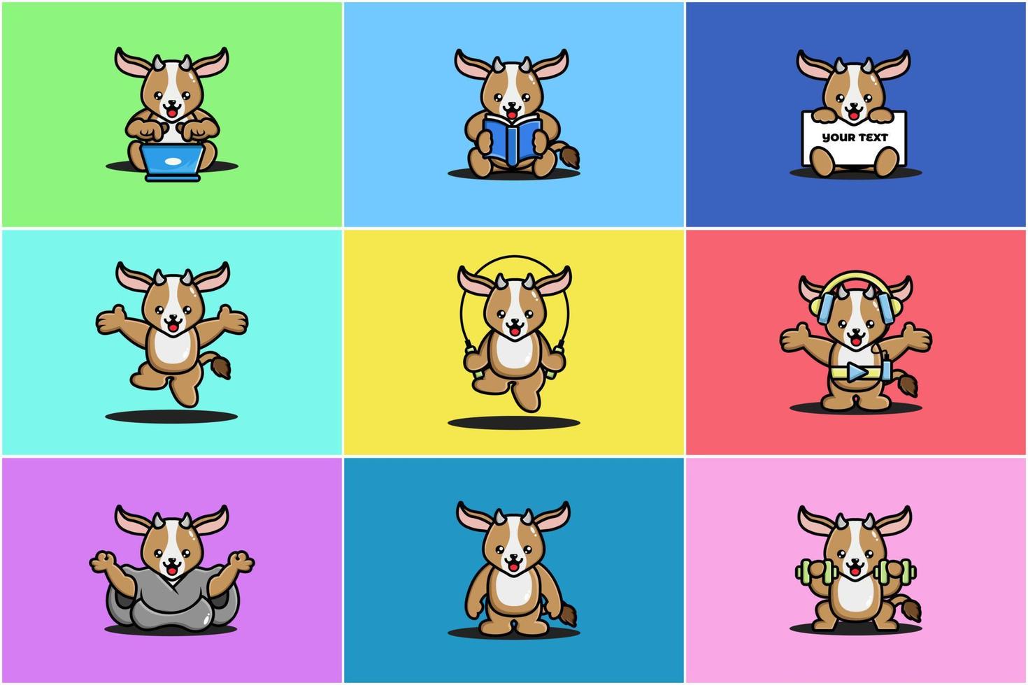 Cute goat character mascot design vector