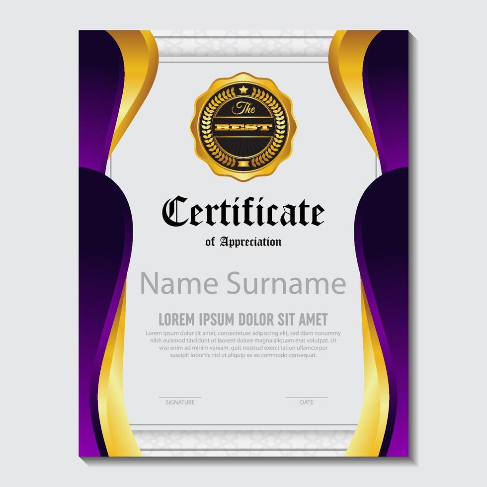 Modern Design Certificate layout concept. Simple elegant and luxurious elegant modern design diploma background vector award certificate template
