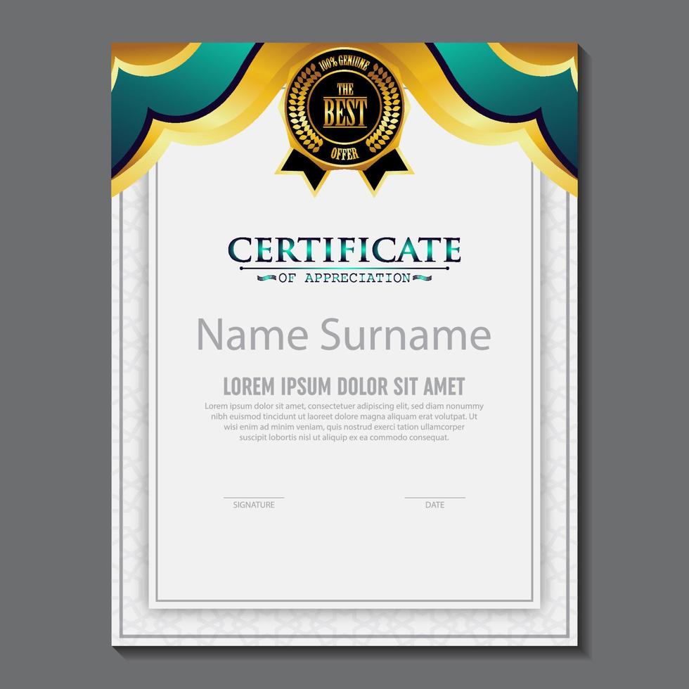 Modern Design Certificate layout concept. Simple elegant and luxurious elegant modern design diploma background vector award certificate template