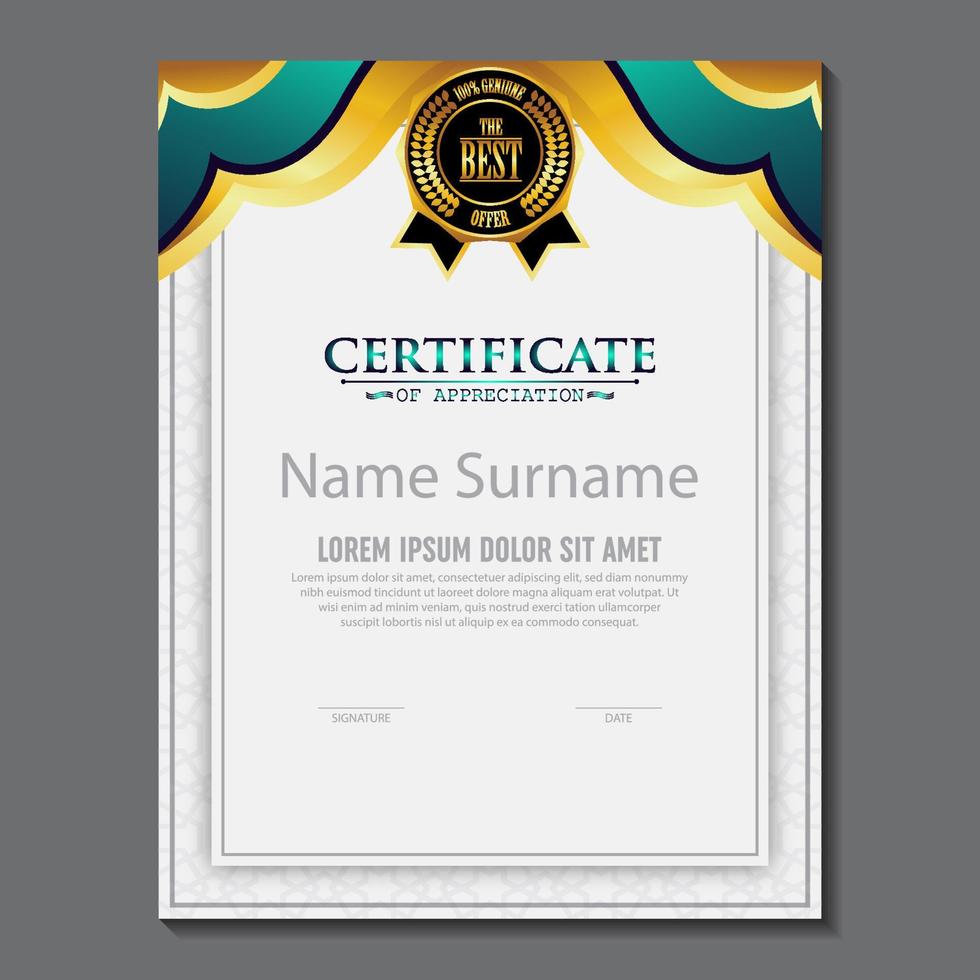 Modern Design Certificate layout concept. Simple elegant and luxurious elegant modern design diploma background vector award certificate template