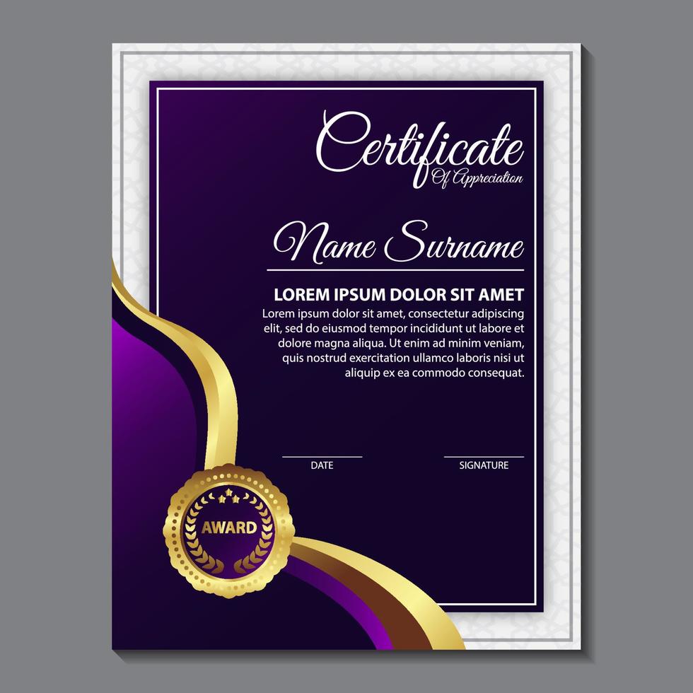 Modern Design Certificate layout concept. Simple elegant and luxurious elegant modern design diploma background vector award certificate template