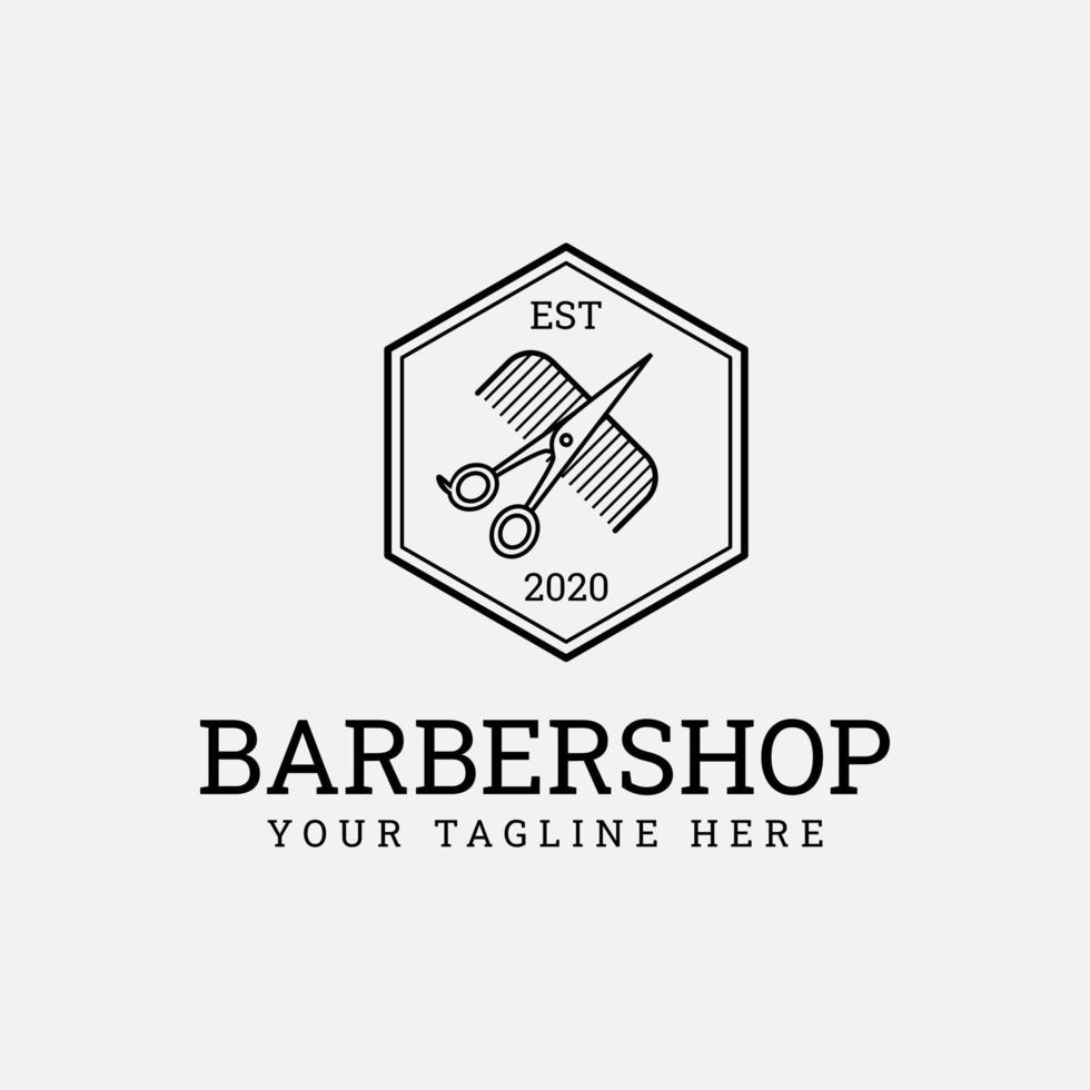 Barbershop Logo With Scissors and Comb Icon vector