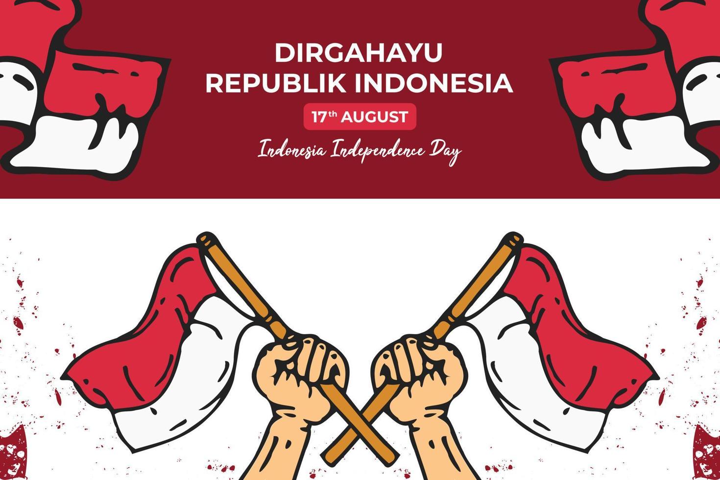 diseño de fondo de saludo del día de la independencia de indonesia, adecuado para afiches, pancartas, tarjetas de saludo, etc. vector
