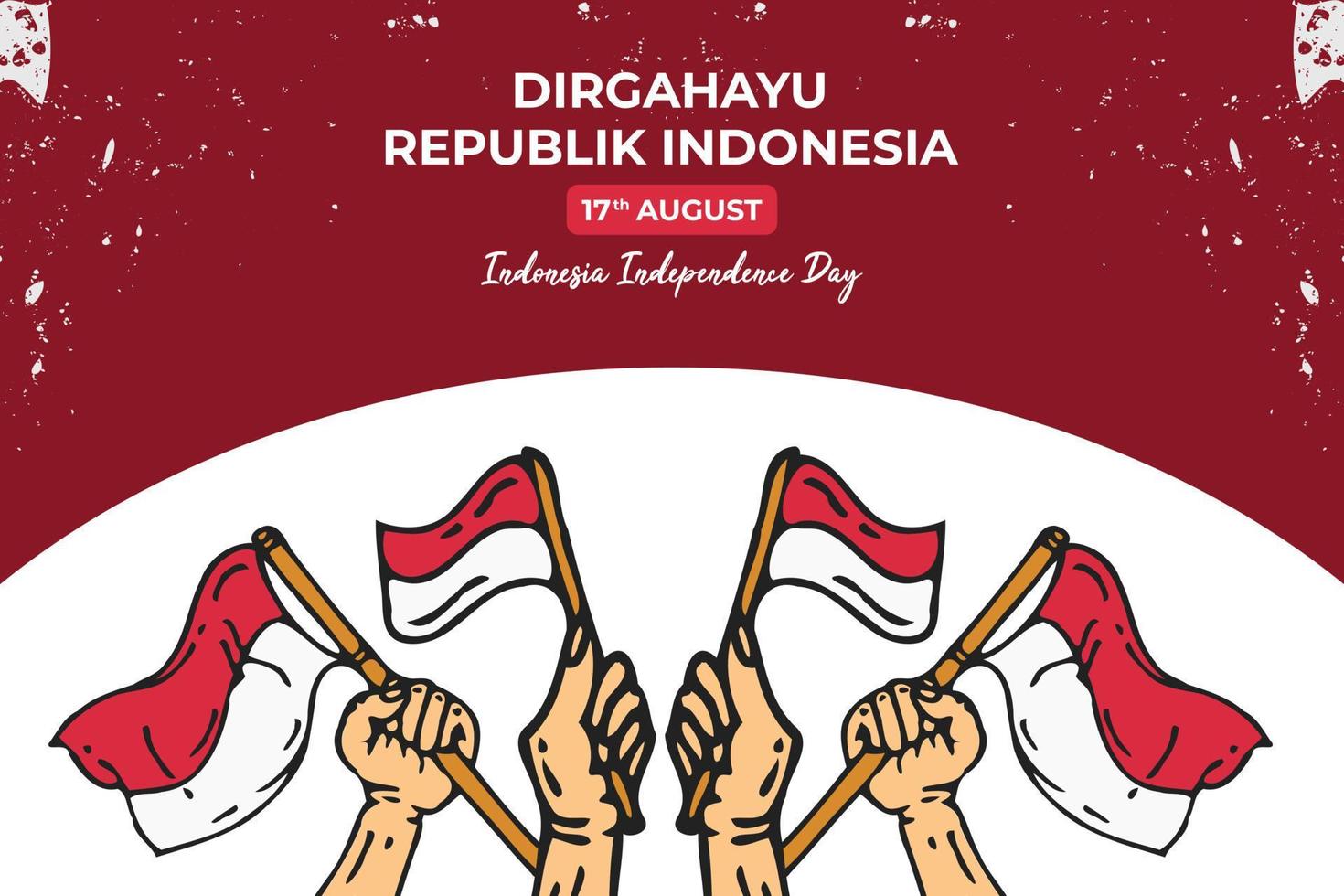 cartel o pancarta para el saludo del día de la independencia de indonesia vector