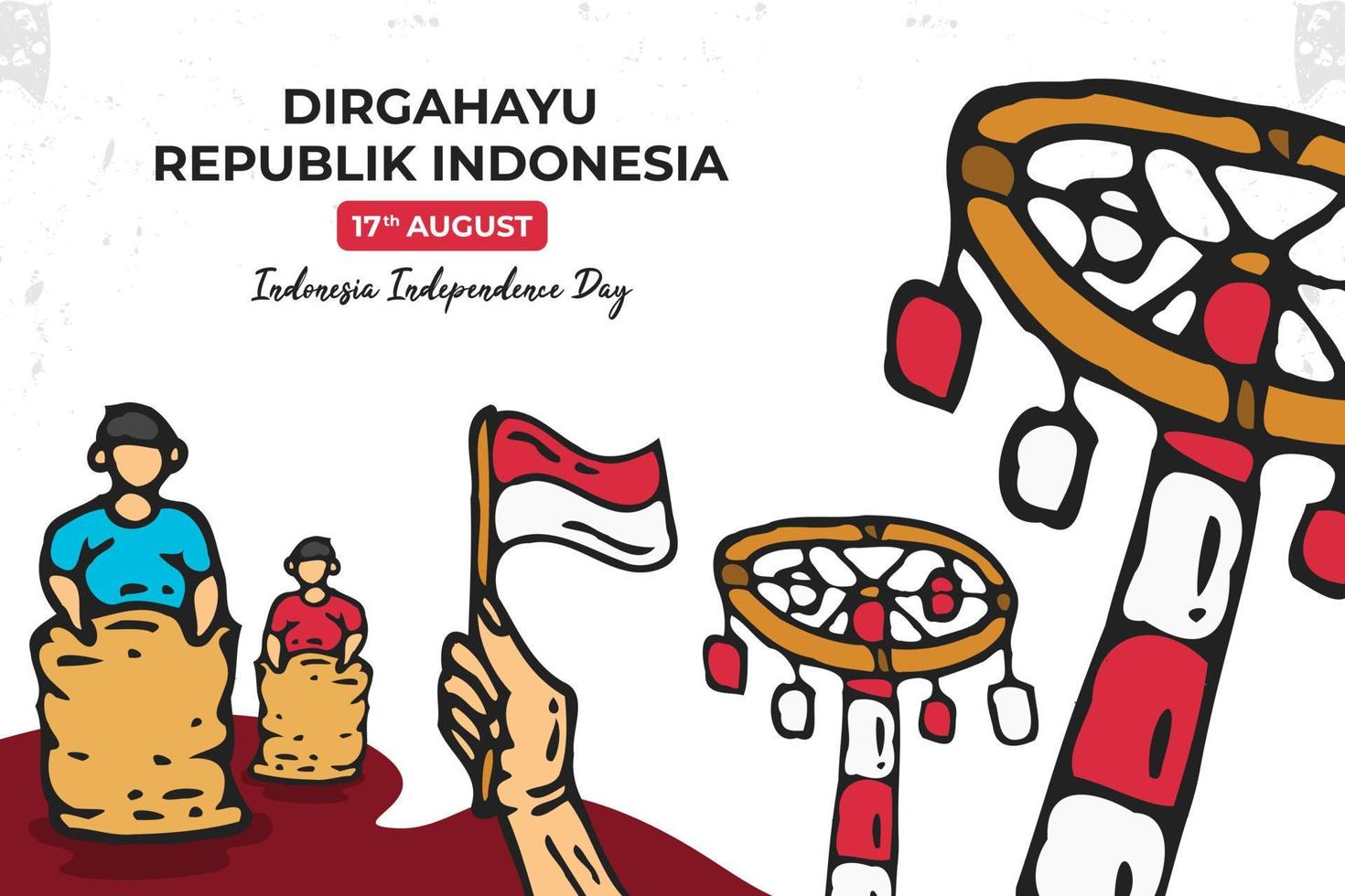 festival del día de la independencia de indonesia con juegos tradicionales adecuados para afiches, pancartas, tarjetas de felicitación, etc. vector