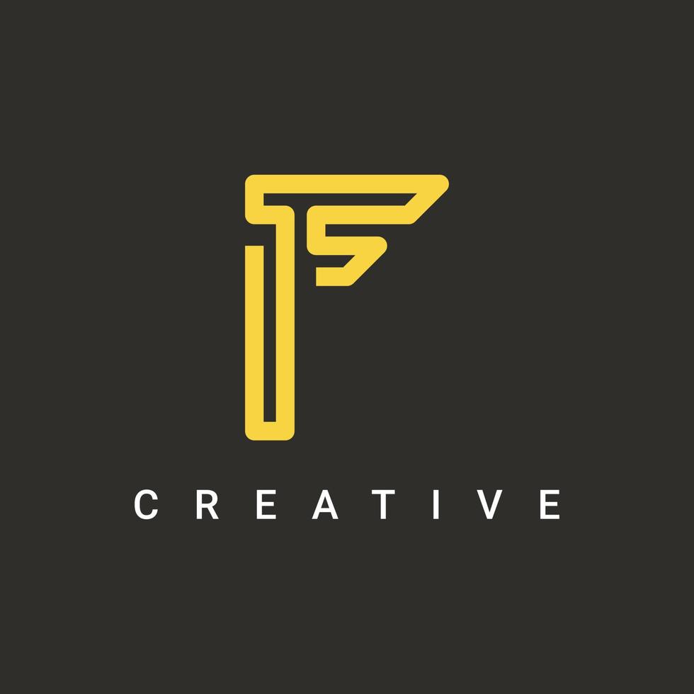diseño de logotipo de símbolo de icono de letra f, diseño de vector de logotipo de tipo de línea minimalista y creativo
