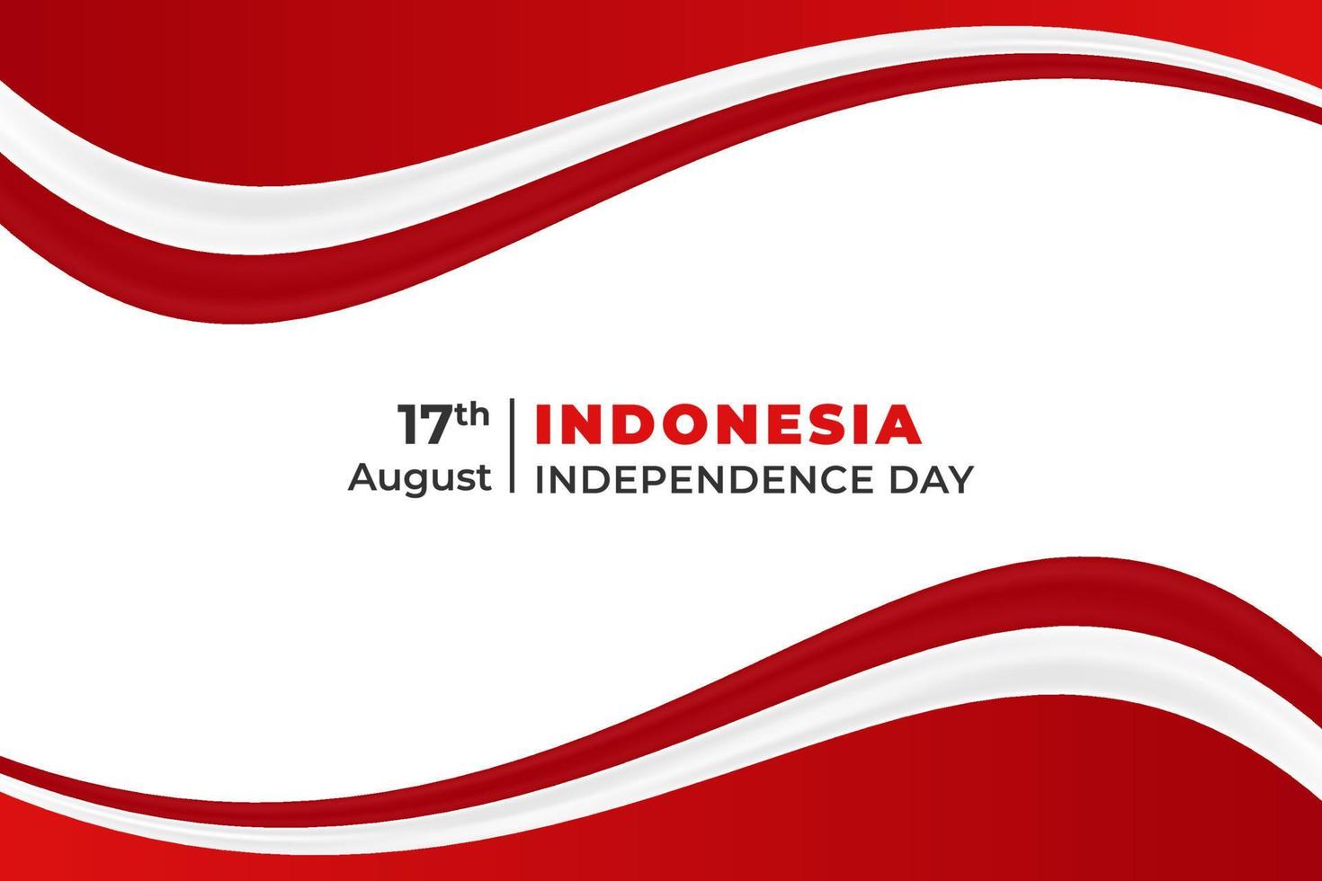 Vector wavy flag ribbon background Indonesia independence day design