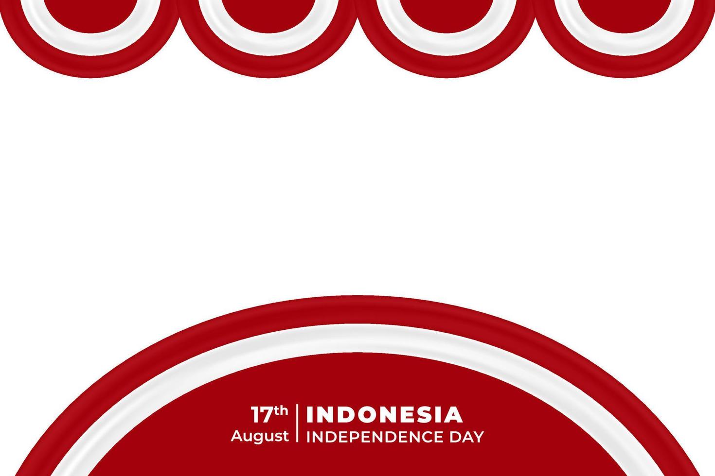 diseño de tarjeta de felicitación del día de la independencia de indonesia de fondo redondo vectorial vector