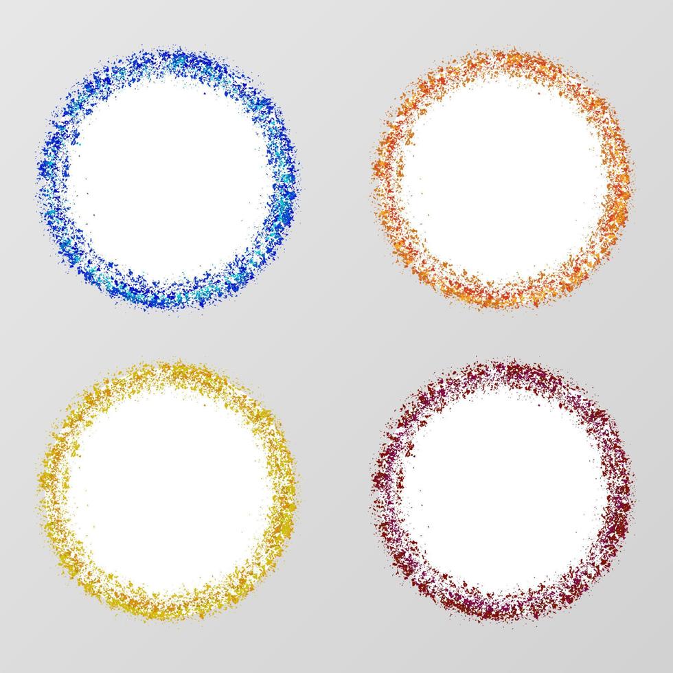 Set of glitter round frames border vector