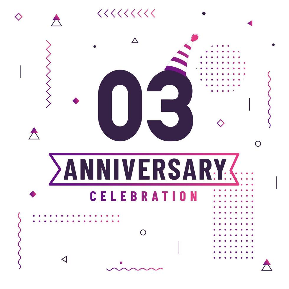 3 years anniversary greetings card, 3 anniversary celebration background free vector. vector