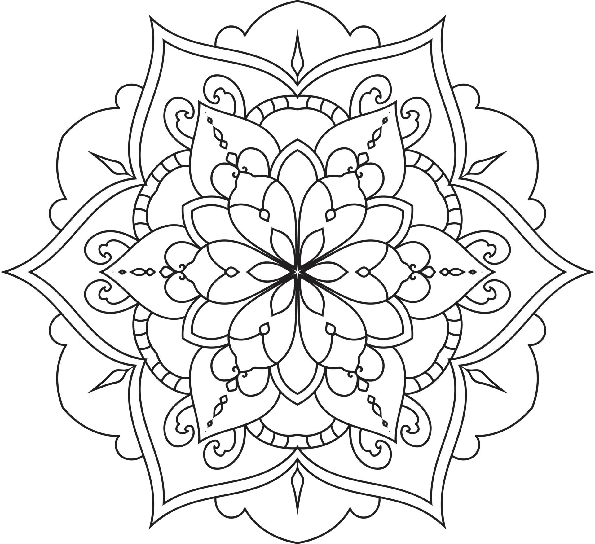 Circular Flower Mandala on White Free Vector 10178488 Vector Art at ...