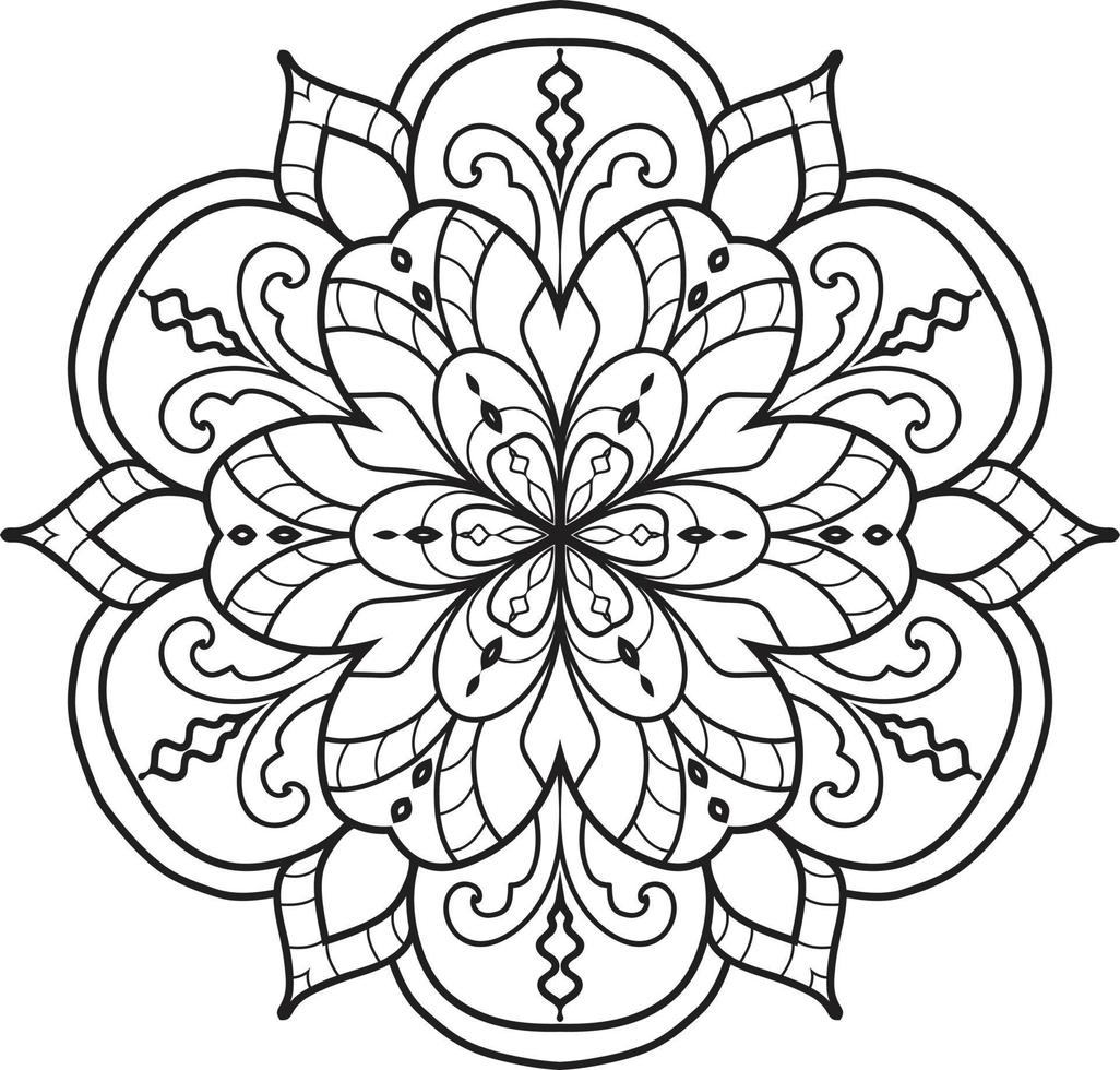 círculo blanco y negro mandala flor pro vector