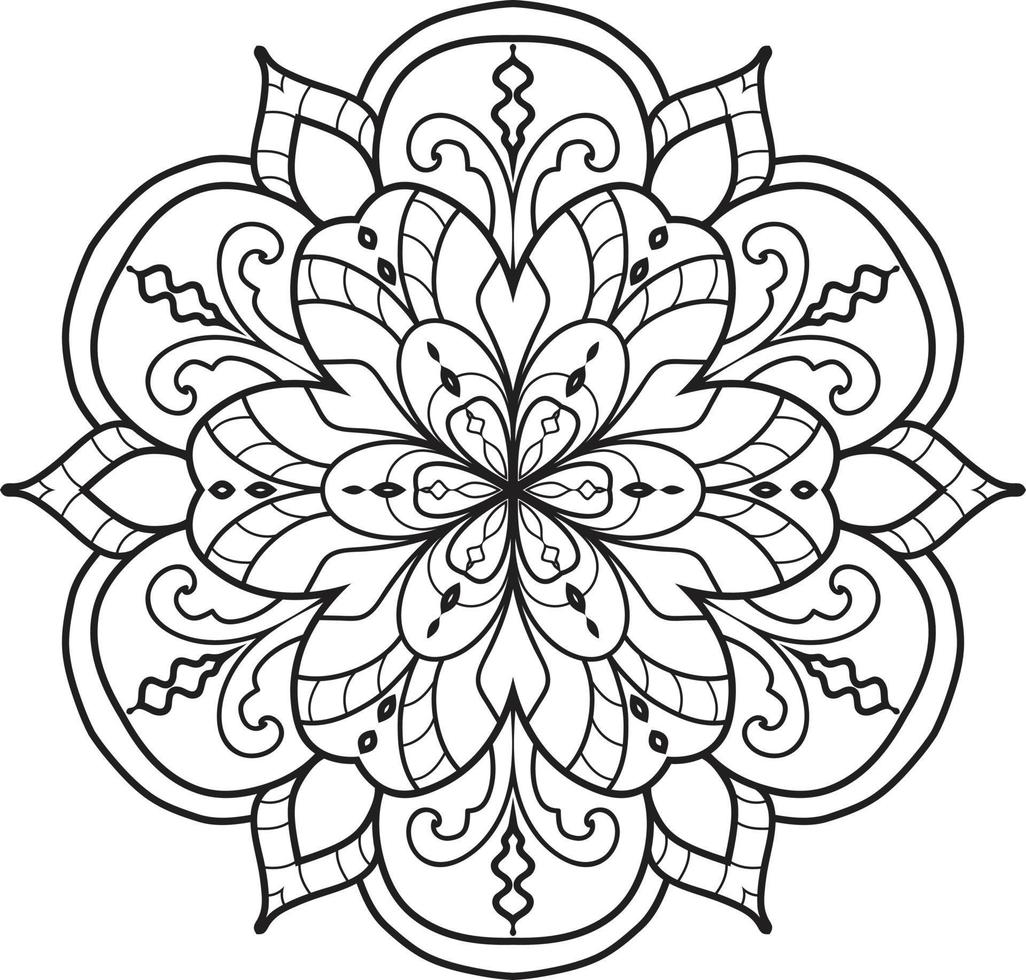 Black and white circle mandala flower Pro  Vector