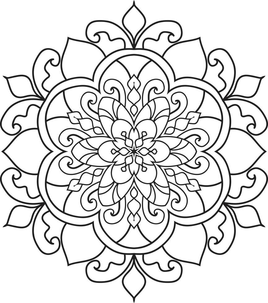 Mandala Flower in Black and White Free Vector