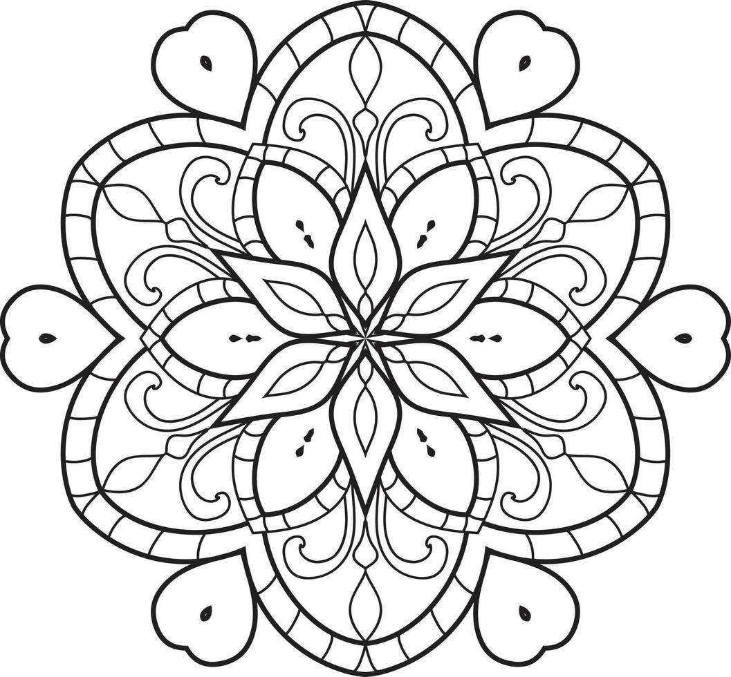 Black and white circle mandala flower Pro  Vector