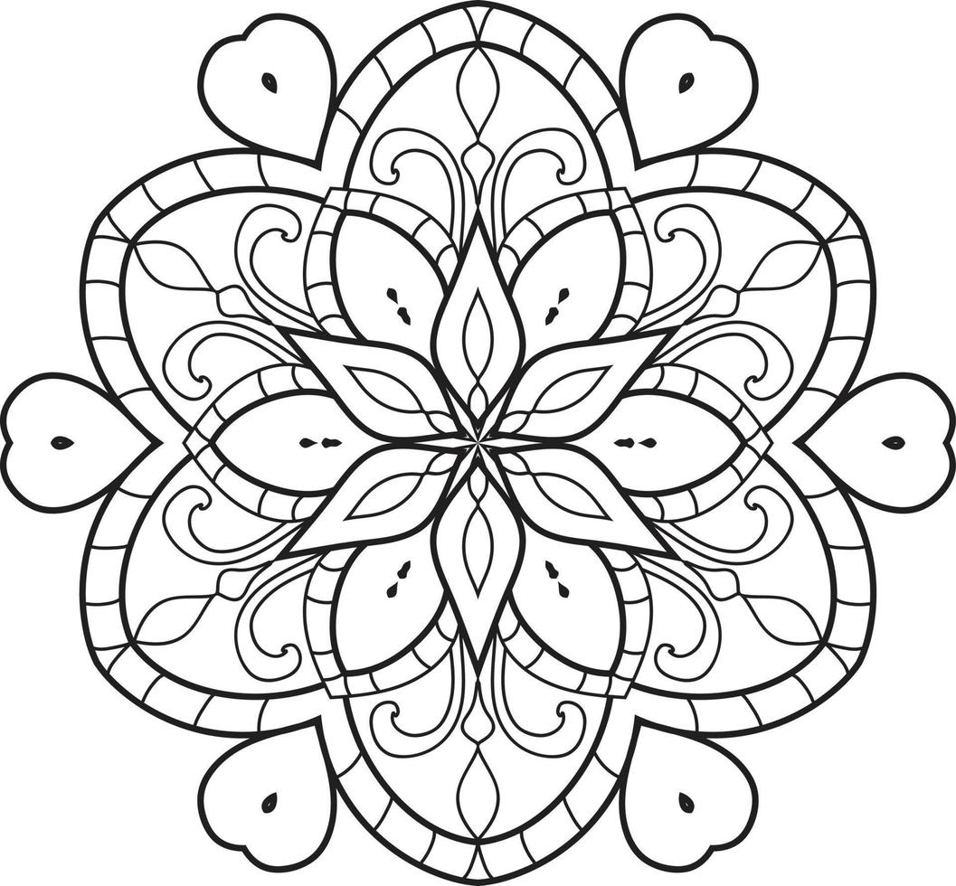 Black and white circle mandala flower Pro  Vector