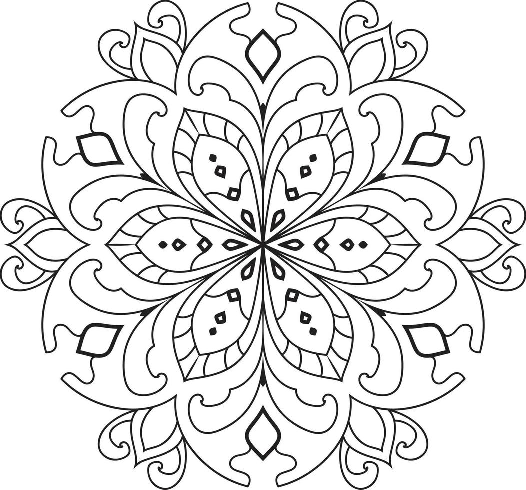 Black and white circle mandala flower Pro  Vector