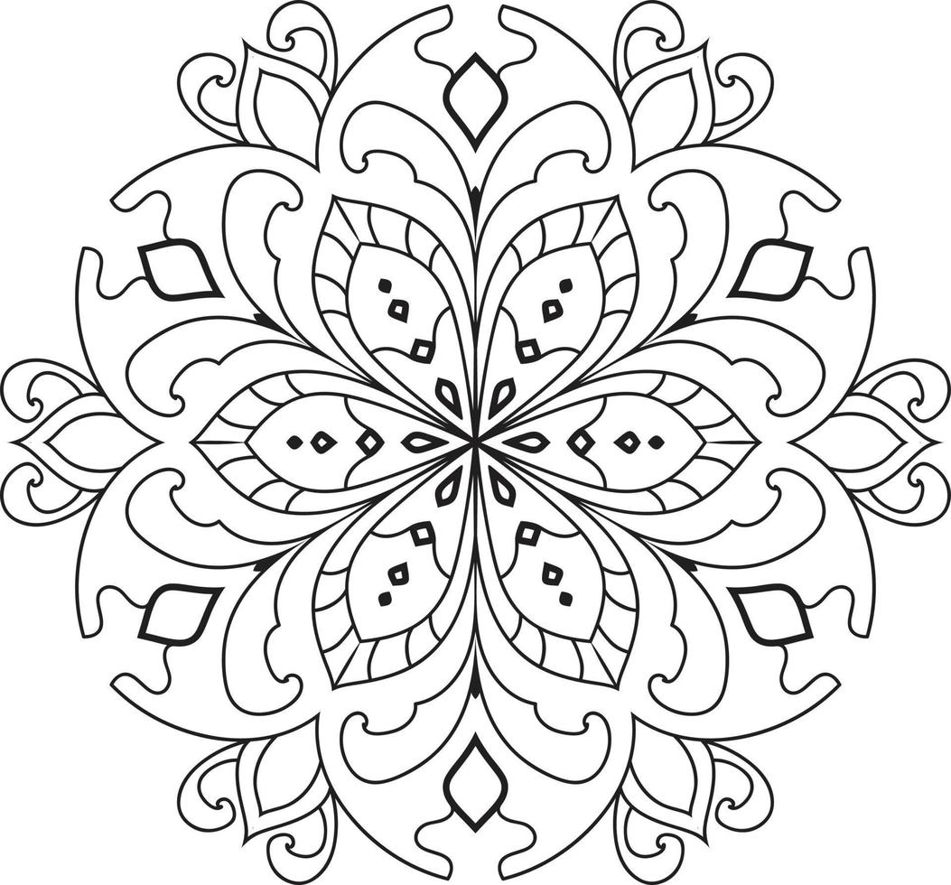 Black and white circle mandala flower Pro  Vector