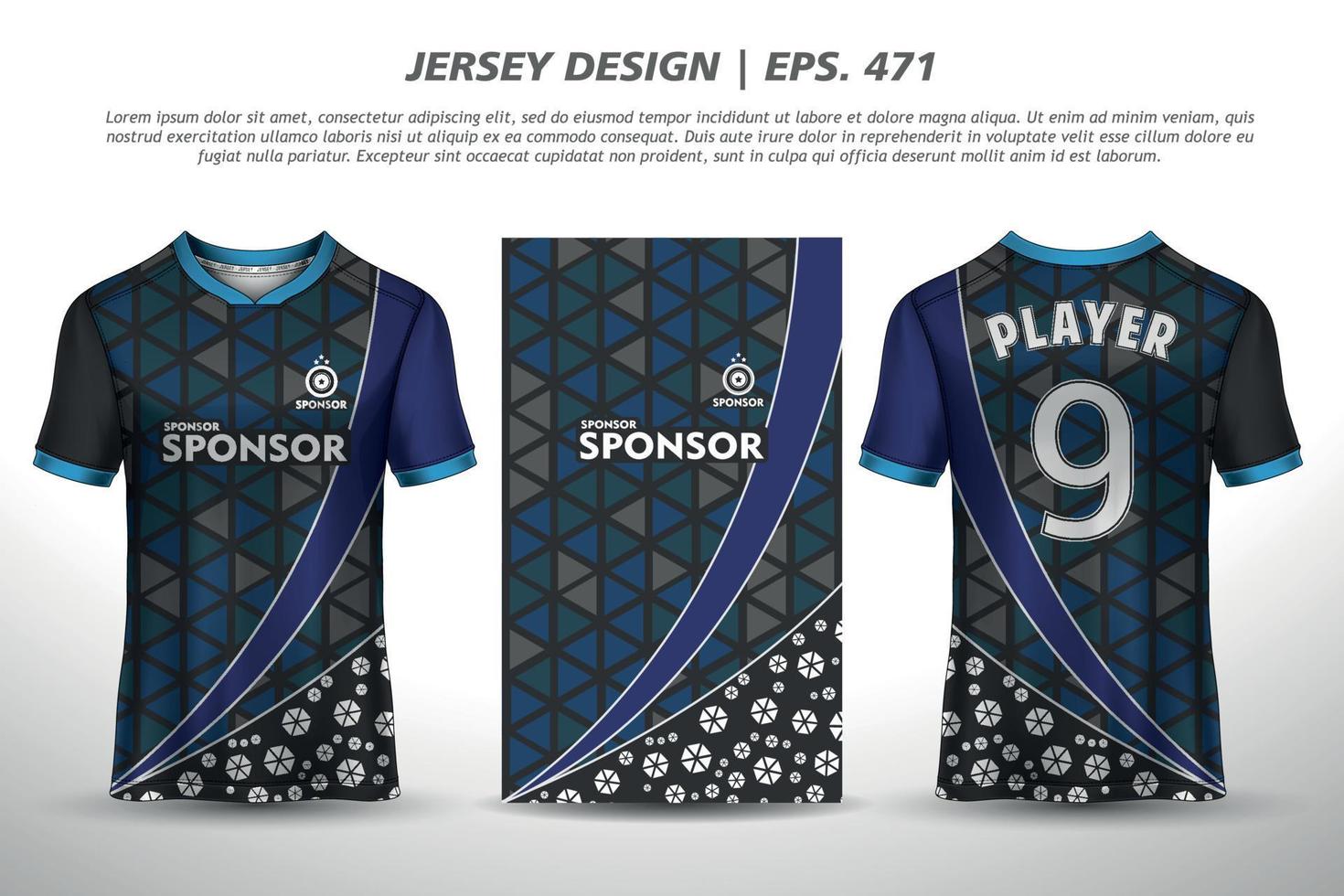 Jersey design sublimation t shirt Premium geometric pattern Incredible Vector collection for Soccer football racing cycling gaming motocross sports