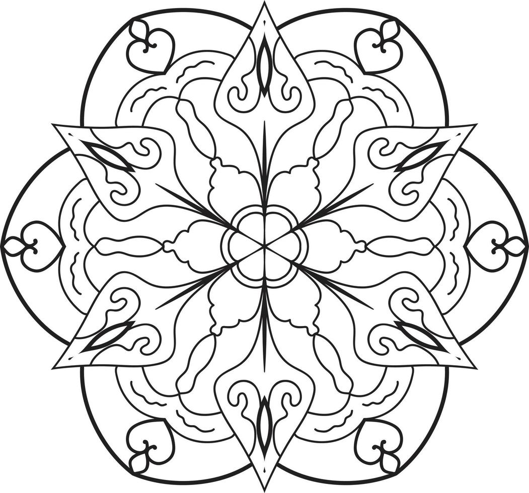 Circular Flower Mandala on White Free Vector