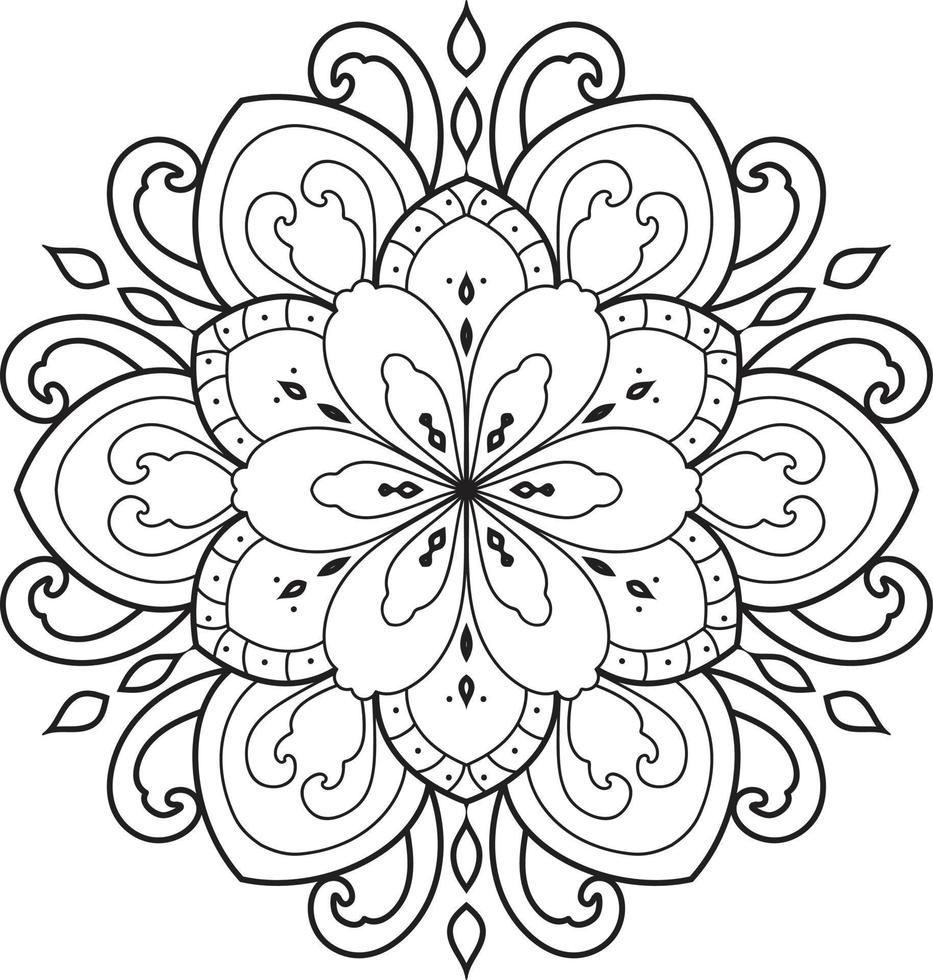 Black and white circle mandala flower Pro  Vector