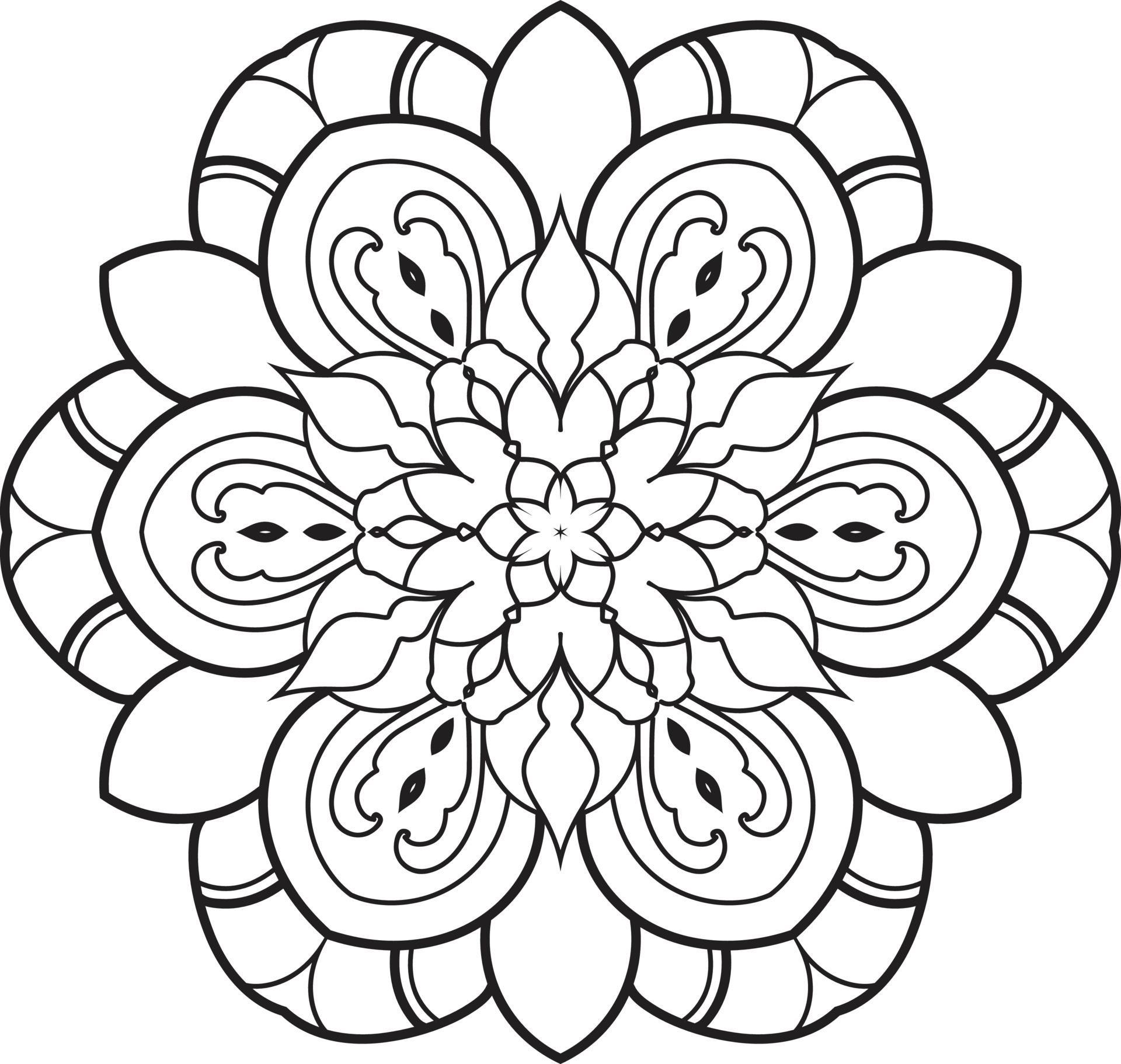 Mandala Flower in Black and White Free Vector 10178607 Vector Art at