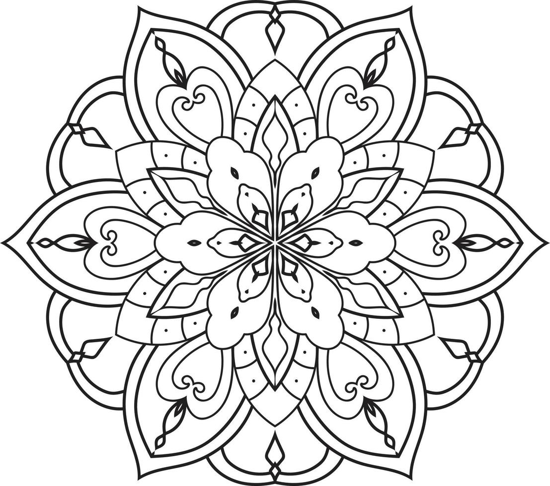 Mandala Flower in Black and White Free Vector