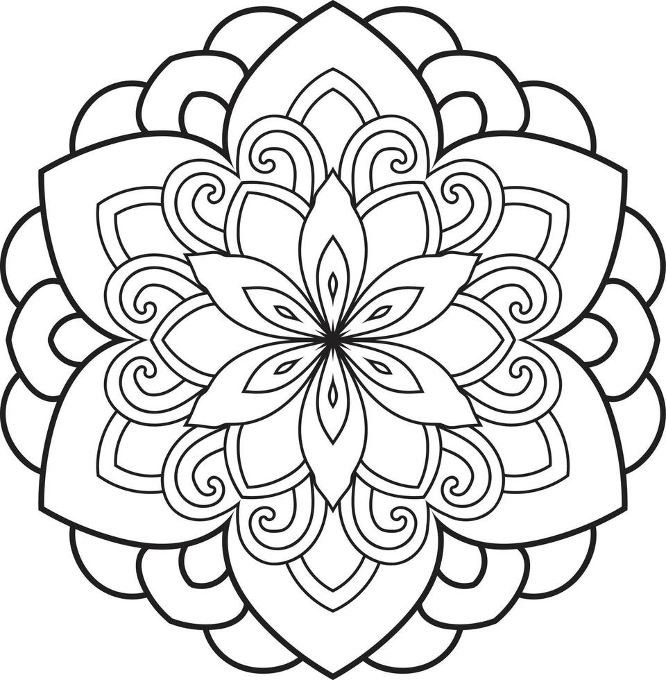 Black and white circle mandala flower Pro  Vector