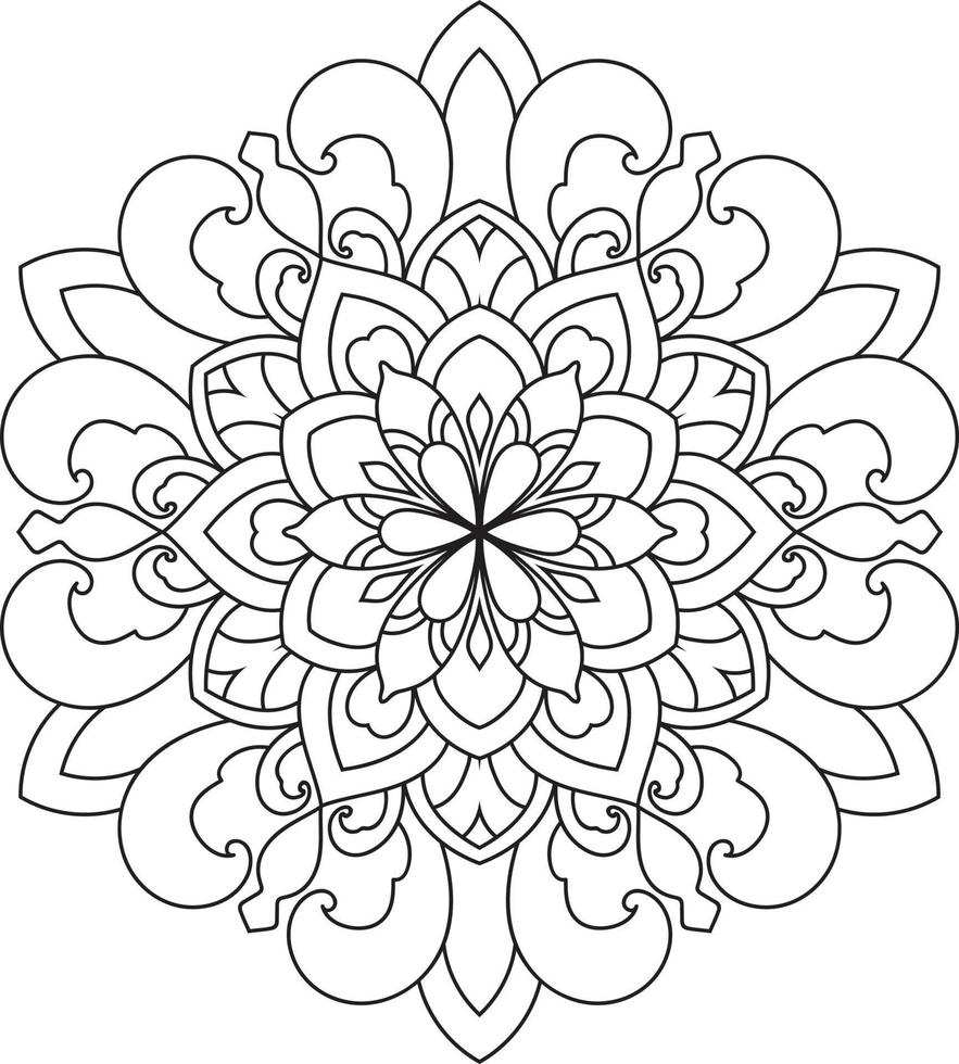 Black and white circle mandala flower Pro  Vector