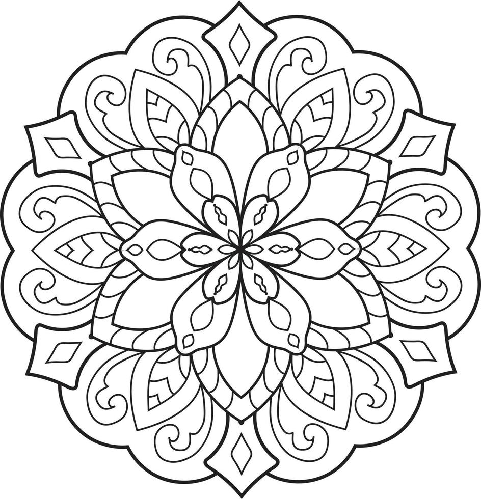 Black and white circle mandala flower Pro  Vector
