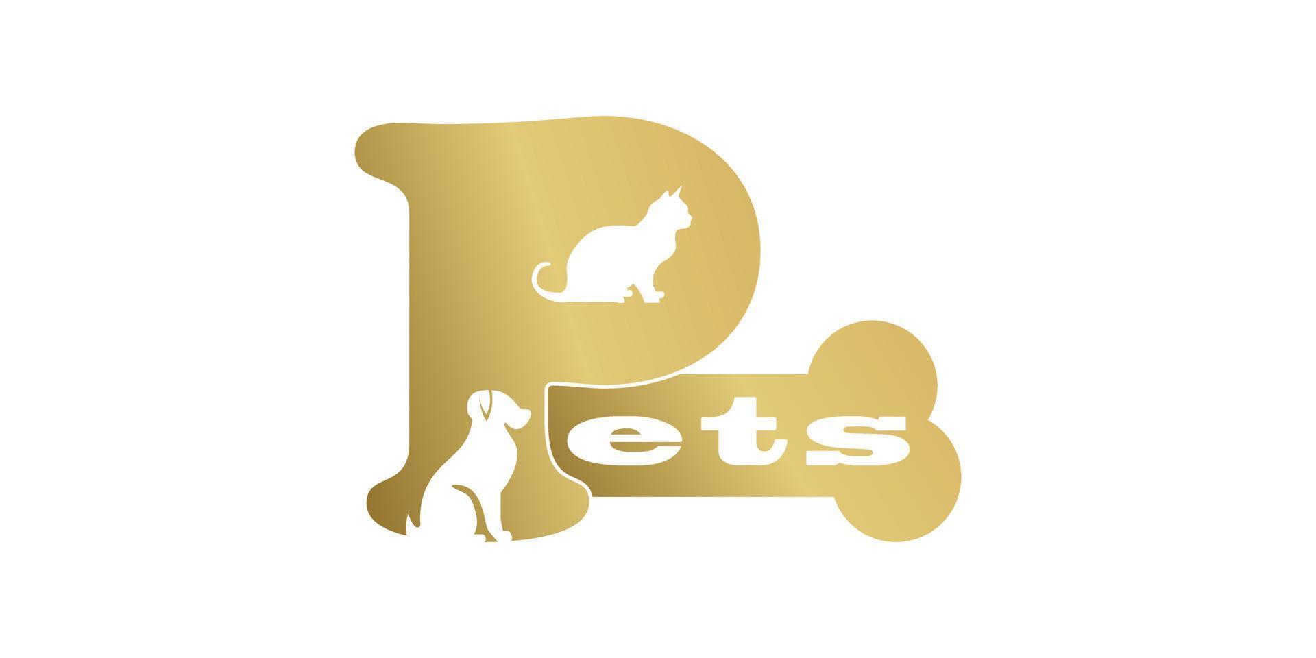pet shop logo design template with creative concept vector