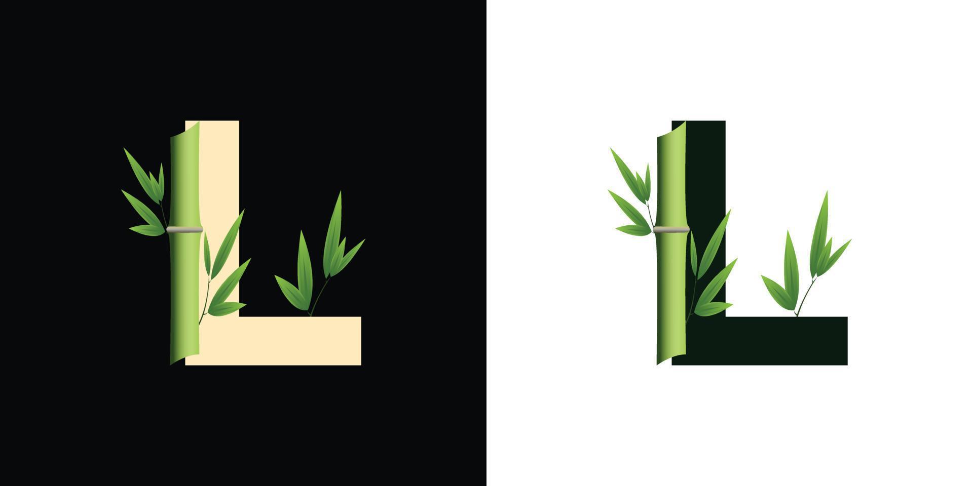 l diseño de icono de logotipo de bambú con letras basadas en iniciales creativas de plantilla vector